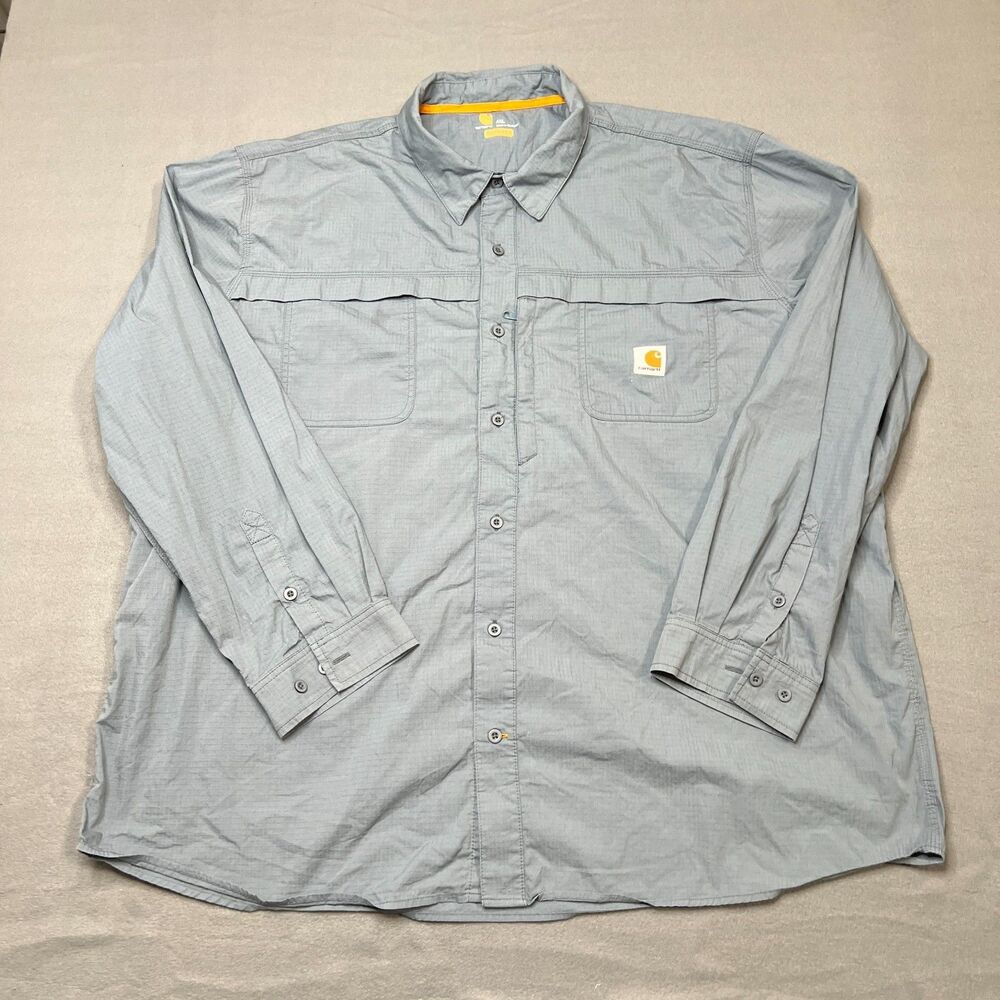 Carhartt Force Mandan Work Shirt Mens 4XL Blue Long Sleeve Relaxed Fit Button-Up